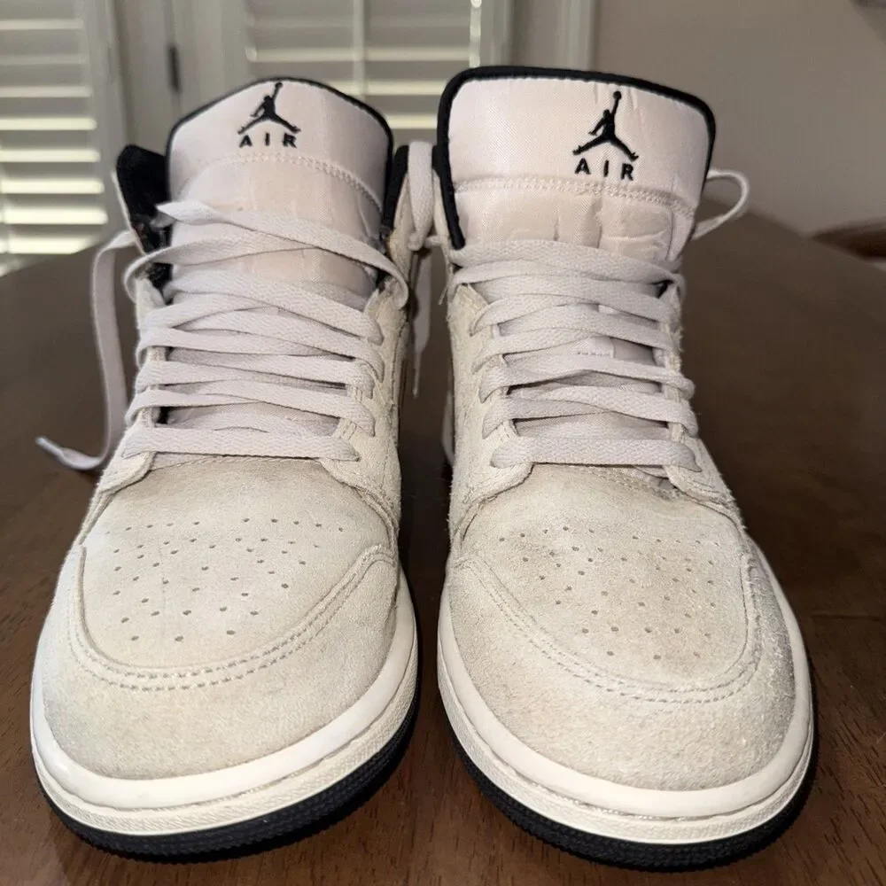Nike Air Jordan 1 Mid DZ4129-102 Mens 10 Tan Brown Elephant Print Suede Shoes